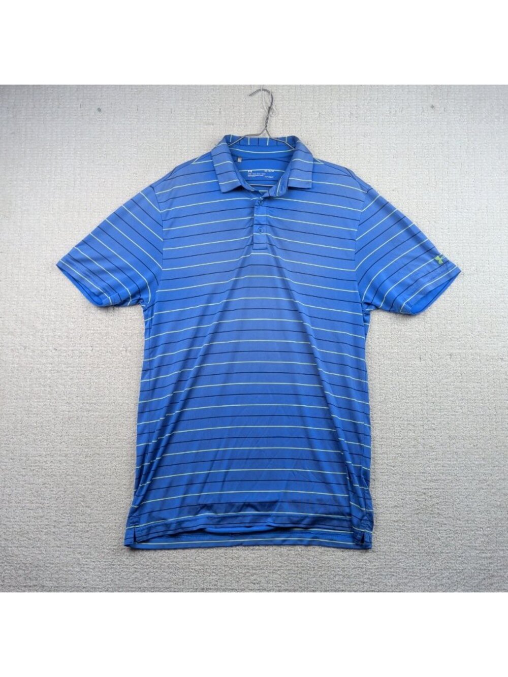 Under Armour Mens Heat Gear Loose Performance Polo Shirt M Blue Striped Golf*